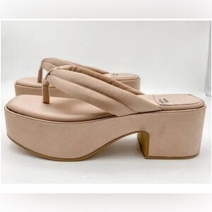 Free People Jeffrey Campbell Finley Satin Platform Sandal Thong Blush 7.5